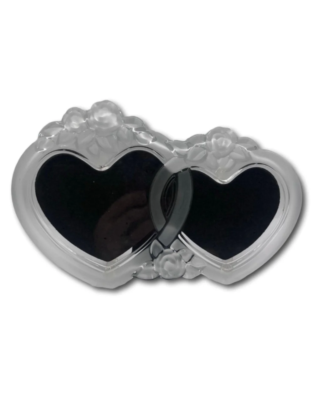 Mikasa Rosemont Double Heart Picture Frame Glass Crystal Vintage